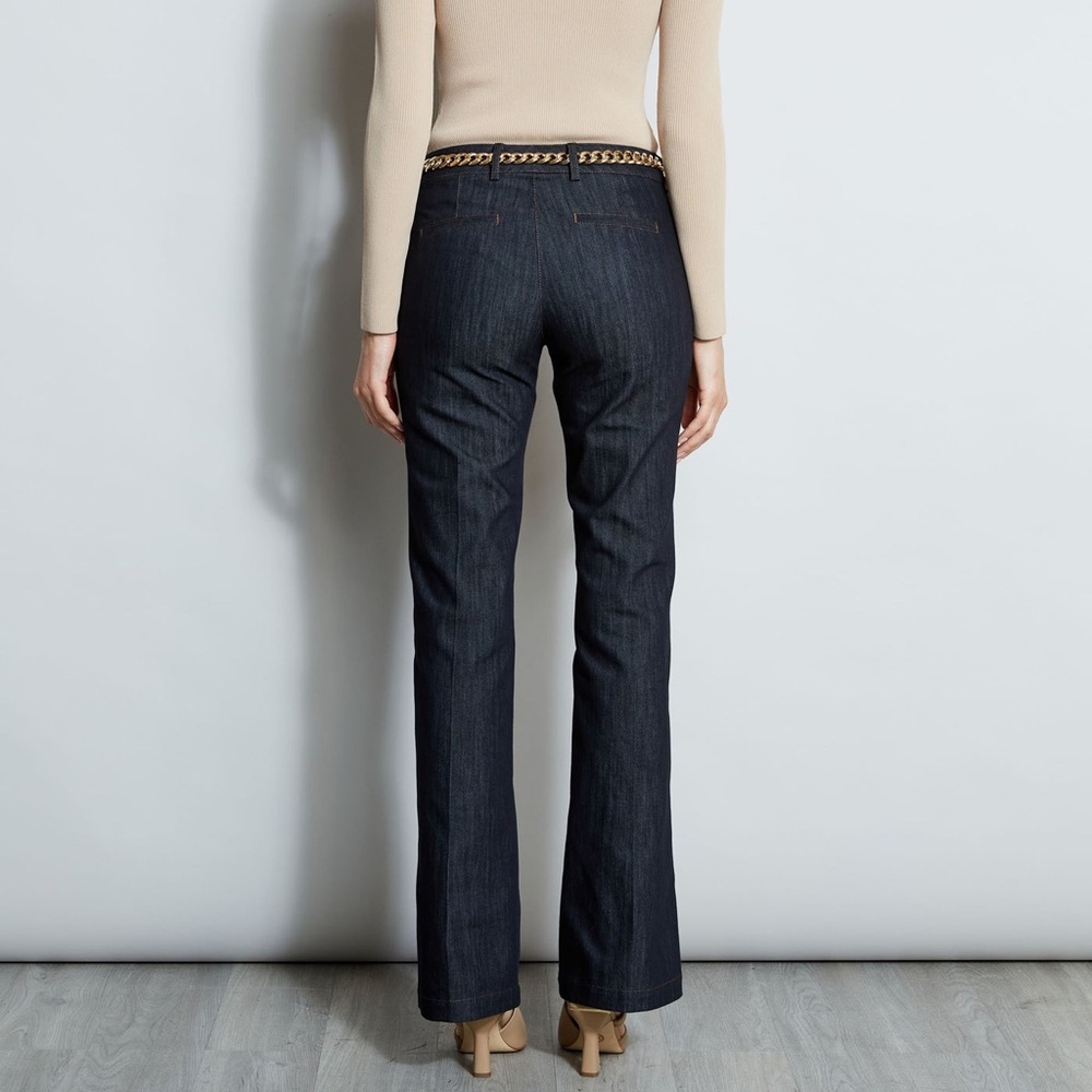 NEW Elie Tahari size 8 Dark Denim Fit & Flare Boot Cut Pant - Picture 3 of 14